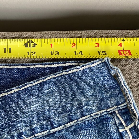 True Religion Billy Super T Denim Jean Men's 32 Blue Thick Stitch Flap Y2K USA - Picture 10 of 15